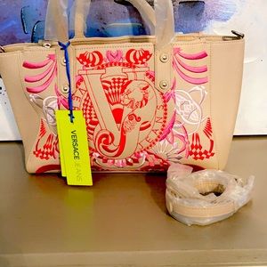 Versace Jeans Light Brown Tote w/ Removable Strap